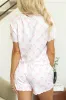 Bow Print Lettuce Trim Round Neck Top and Shorts Lounge Set sold by Charming Charlie