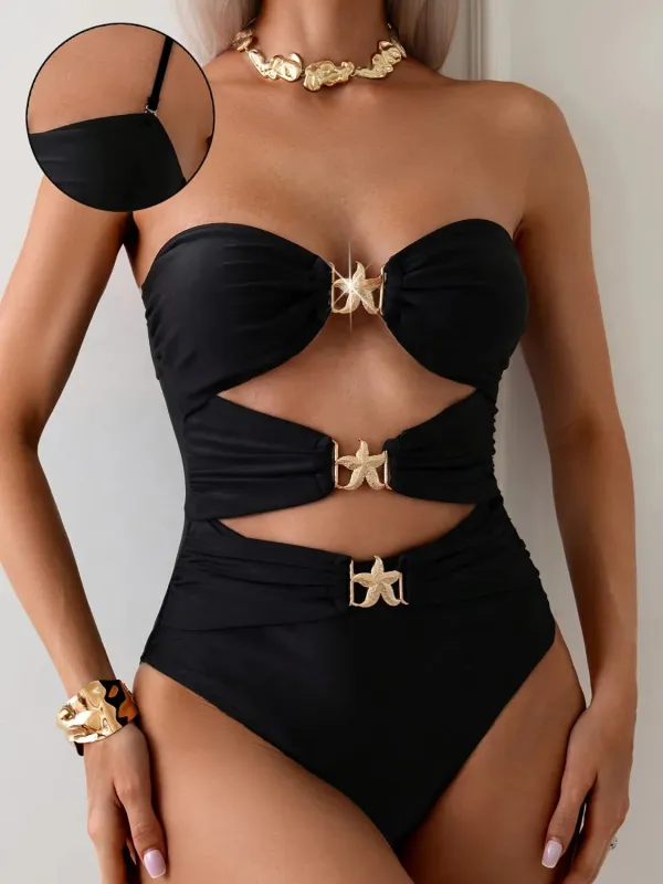 Cutout Sweetheart Neck One-Piece Swimwear sold by Charming Charlie