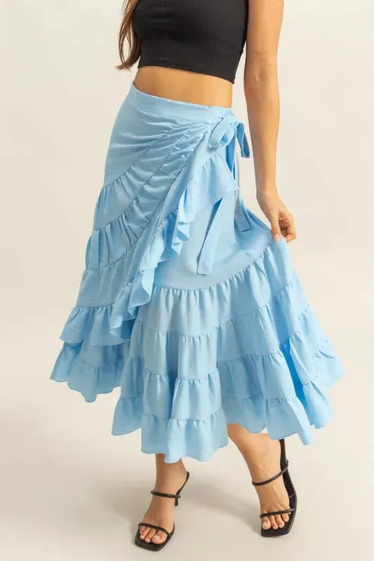 HYFVE Ruffled Tiered High Waist Skirt sold by Charming Charlie