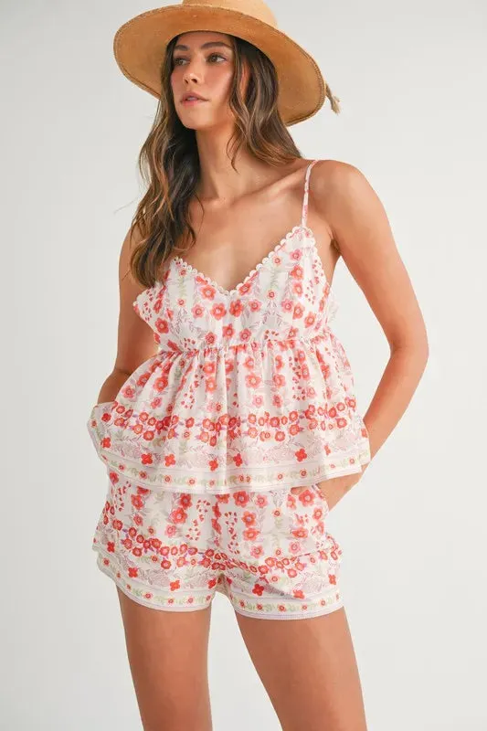 MABLE Floral Printed Peplum Top and Shorts Set sold by Charming Charlie product image thumbnail 2