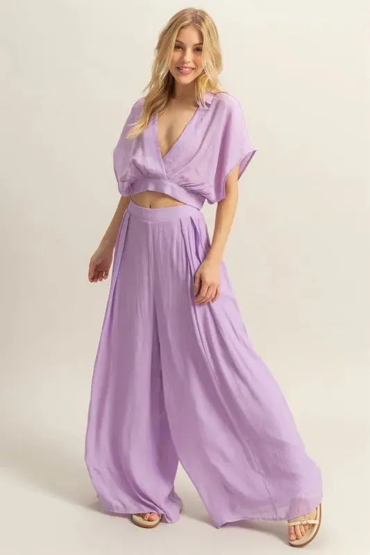 HYFVE Kimono Sleeve Crop Top and Wide Leg Pants Set sold by Charming Charlie product image thumbnail 2
