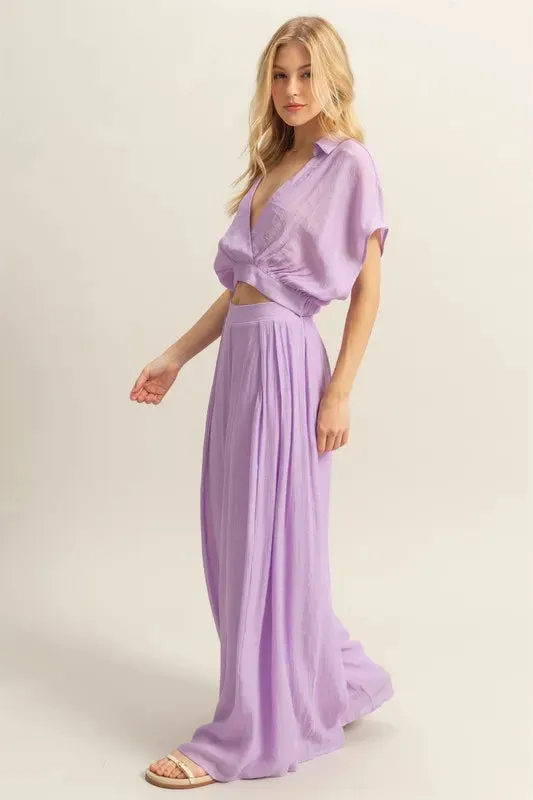 HYFVE Kimono Sleeve Crop Top and Wide Leg Pants Set sold by Charming Charlie product image thumbnail 3