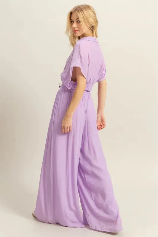 HYFVE Kimono Sleeve Crop Top and Wide Leg Pants Set sold by Charming Charlie product image thumbnail 4