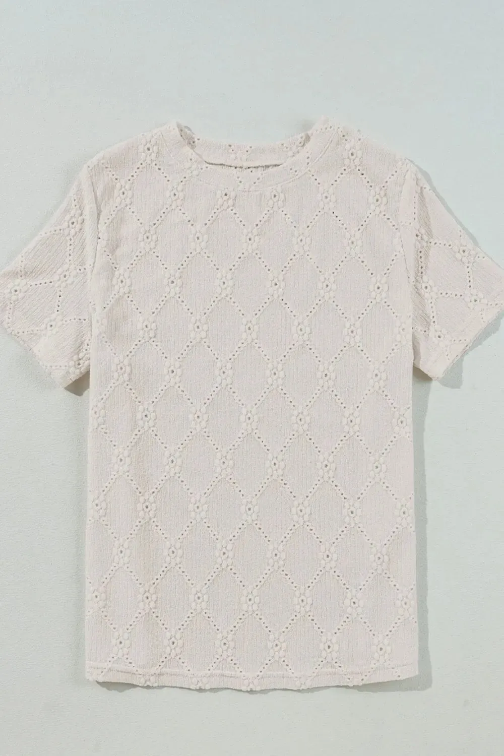 Eyelet Round Neck Short Sleeve Blouse sold by Charming Charlie product image thumbnail 5