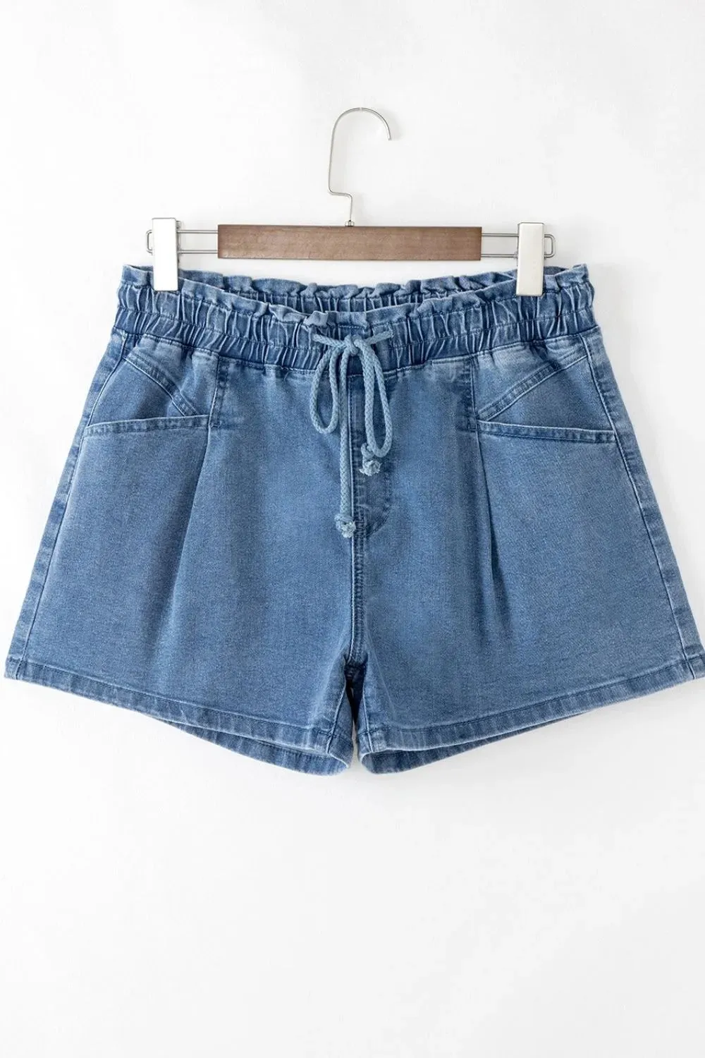 Drawstring High Waist Denim Shorts with Pockets sold by Charming Charlie product image thumbnail 5