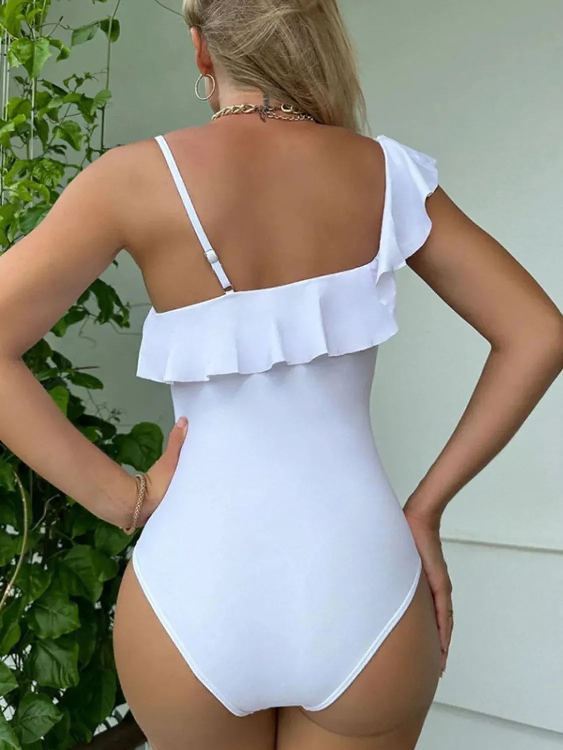 Asymmetrical Ruffled One-Piece Swimwear sold by Charming Charlie product image thumbnail 3