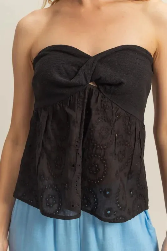 HYFVE Eyelet Twisted Sweetheart Neck Tube Top sold by Charming Charlie product image thumbnail 4