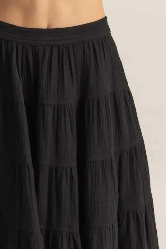 HYFVE Double Gauze Tiered Midi Skirt with Pockets sold by Charming Charlie product image thumbnail 4