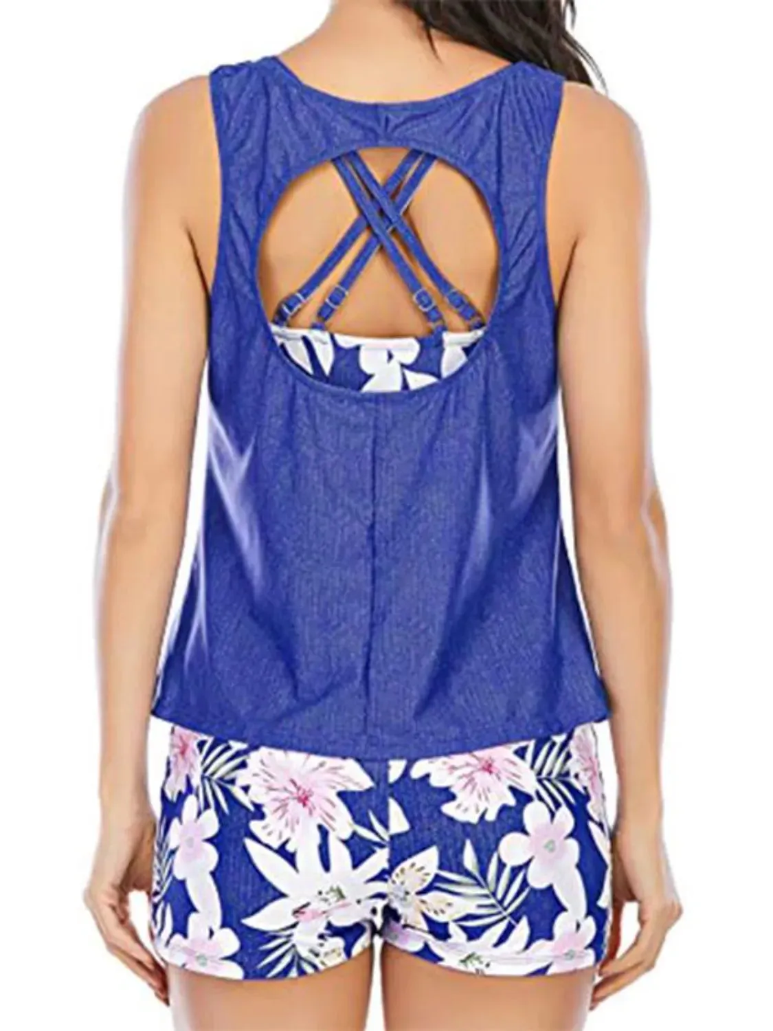 Cutout Printed Round Neck Three-Piece Swim Set sold by Charming Charlie product image thumbnail 4