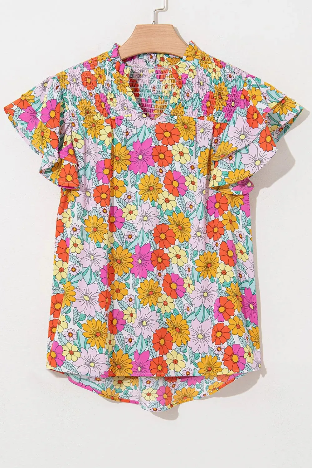 Floral Print Shirred Tiered Ruffled Sleeve Blouse sold by Charming Charlie product image thumbnail 5