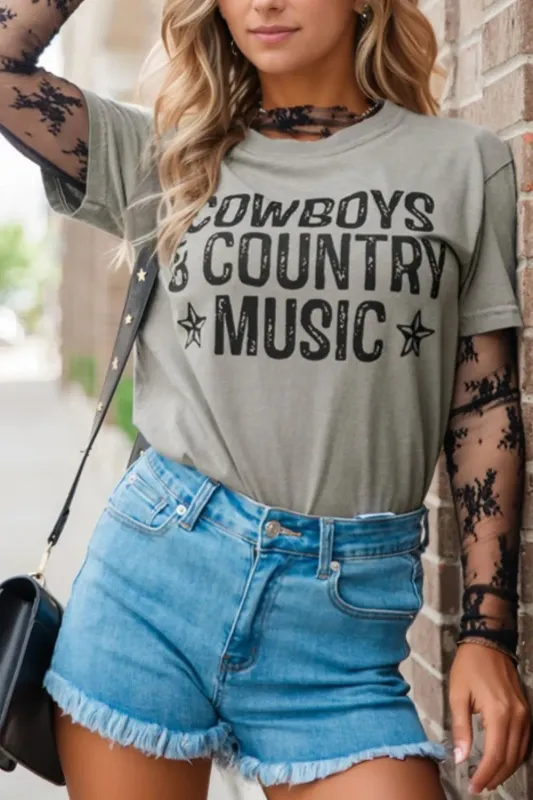 Letter Graphic Round Neck Short Sleeve T-Shirt sold by Charming Charlie