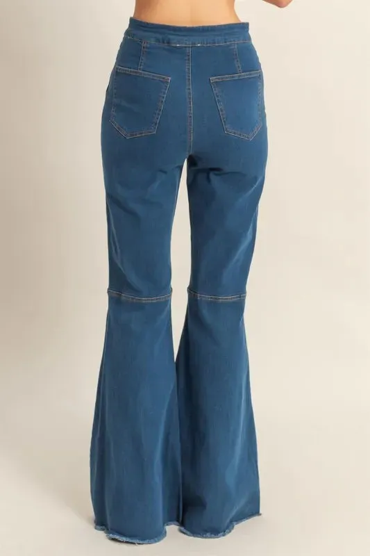 HYFVE Raw Hem High-Waist Washed Flared Jeans sold by Charming Charlie product image thumbnail 3