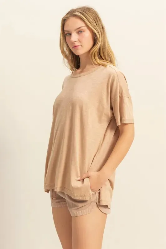 HYFVE Round Neck Short Sleeve Washed T-Shirt sold by Charming Charlie product image thumbnail 2