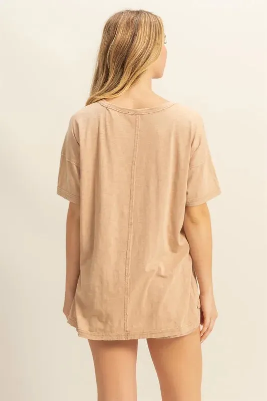 HYFVE Round Neck Short Sleeve Washed T-Shirt sold by Charming Charlie product image thumbnail 3