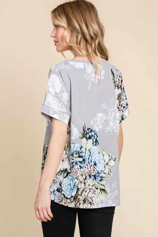 BOMBOM Floral Round Neck Short Sleeve T-Shirt sold by Charming Charlie product image thumbnail 4