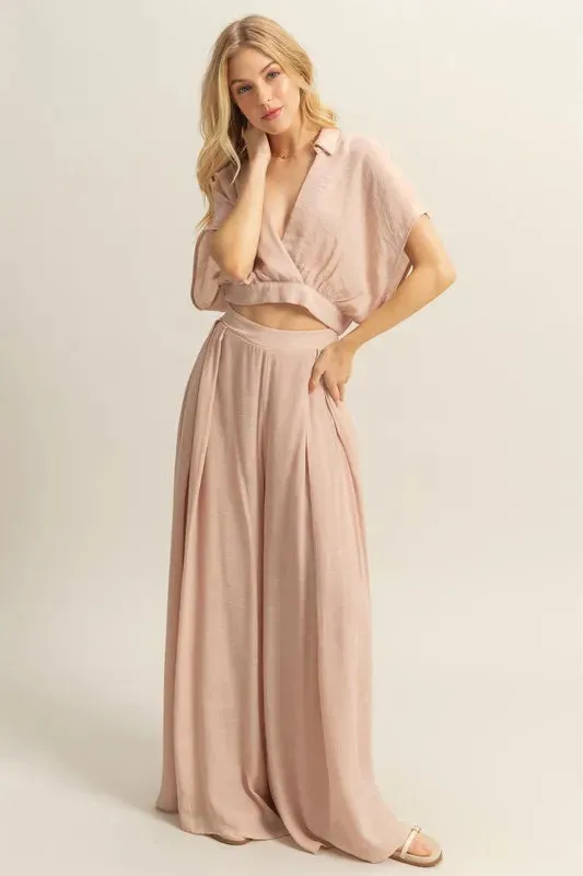 HYFVE Kimono Sleeve Crop Top and Wide Leg Pants Set sold by Charming Charlie product image thumbnail 2