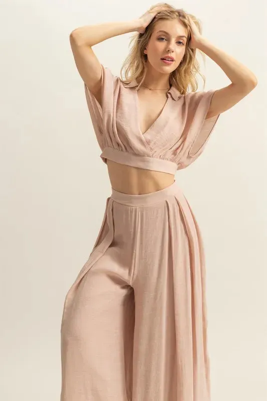 HYFVE Kimono Sleeve Crop Top and Wide Leg Pants Set sold by Charming Charlie