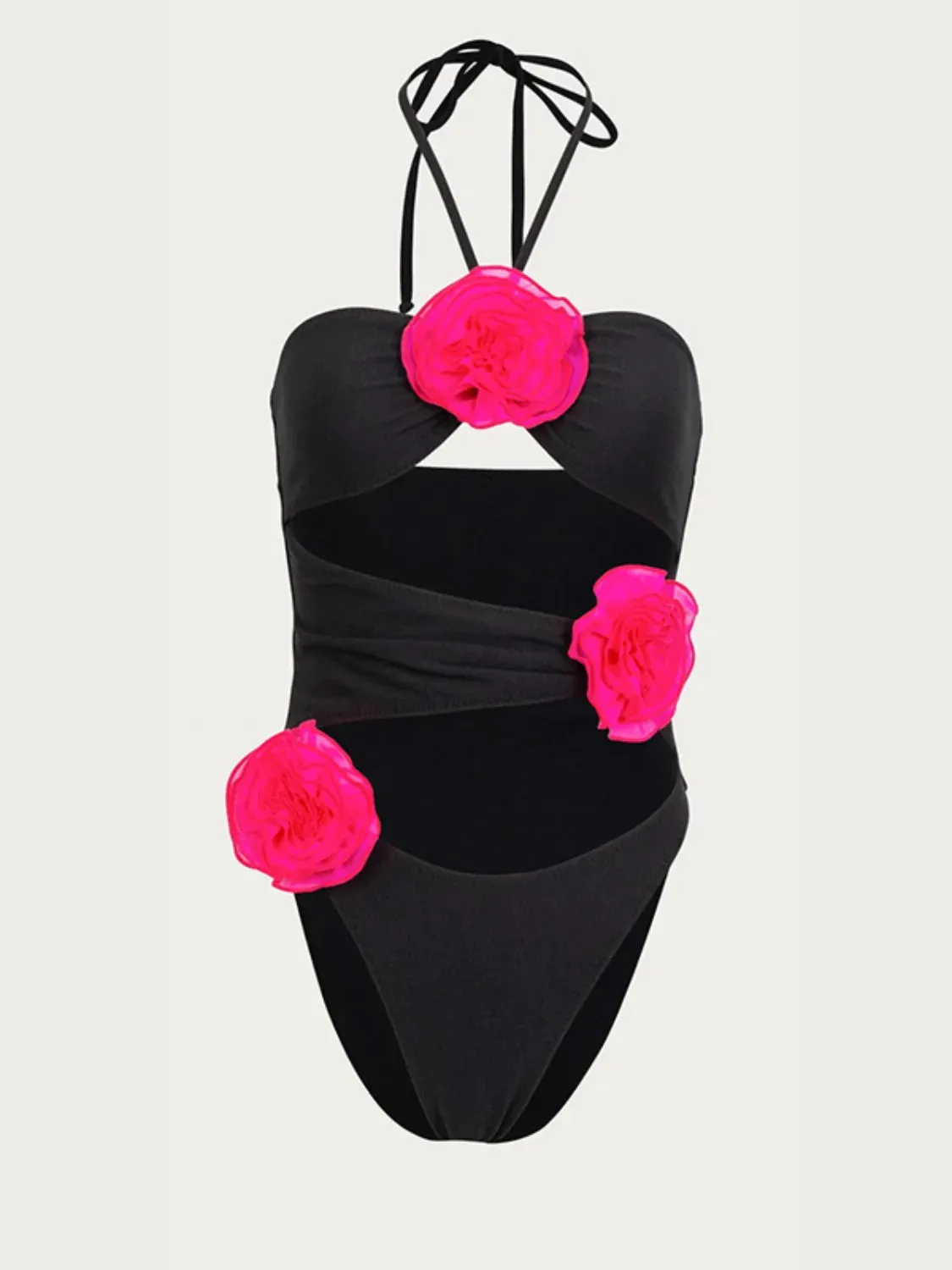 Flower Cutout Halter Neck One-Piece Swimwear sold by Charming Charlie product image thumbnail 2
