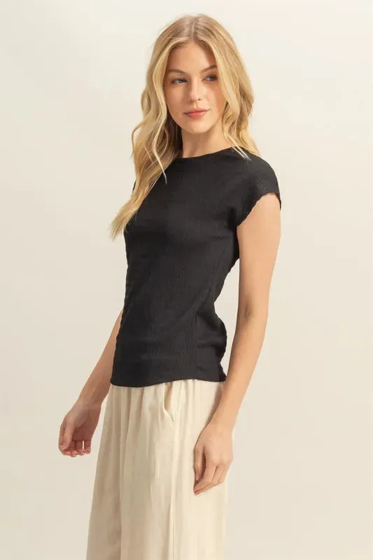 HYFVE Textured Round Neck Cap Sleeve Knit Top sold by Charming Charlie product image thumbnail 2