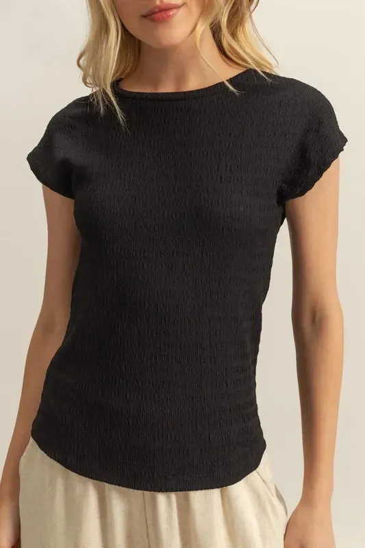 HYFVE Textured Round Neck Cap Sleeve Knit Top sold by Charming Charlie product image thumbnail 4