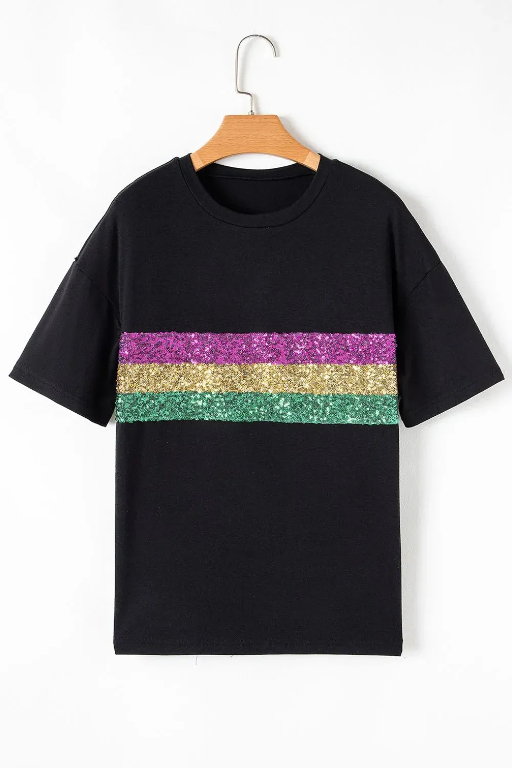 Sequin Stripes Crew Neck T Shirt sold by Charming Charlie product image thumbnail 4