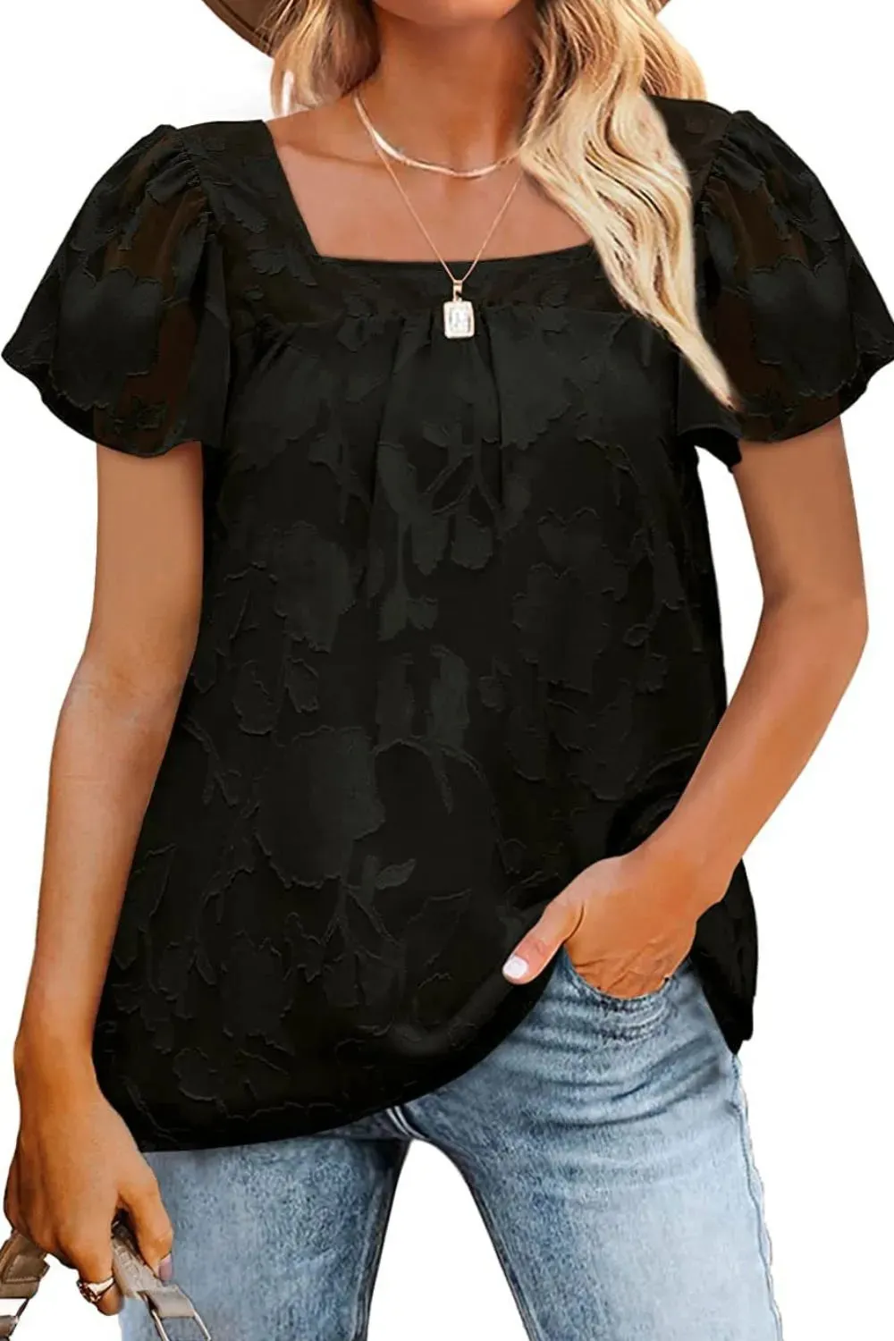 Square Neck Short Sleeve Blouse sold by Charming Charlie product image thumbnail 3