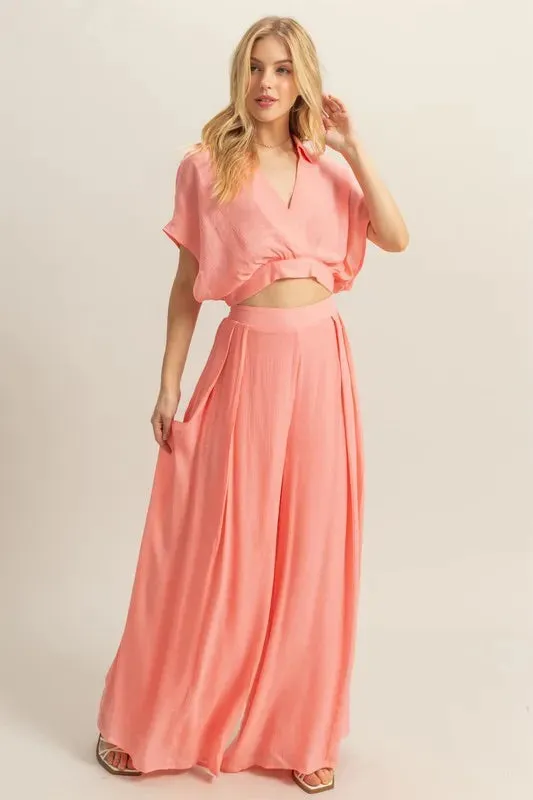 HYFVE Kimono Sleeve Crop Top and Wide Leg Pants Set sold by Charming Charlie