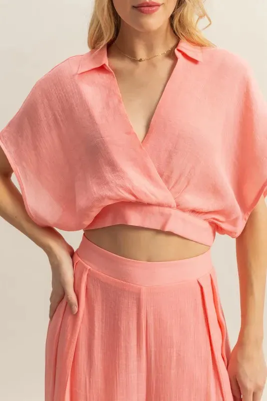 HYFVE Kimono Sleeve Crop Top and Wide Leg Pants Set sold by Charming Charlie product image thumbnail 5