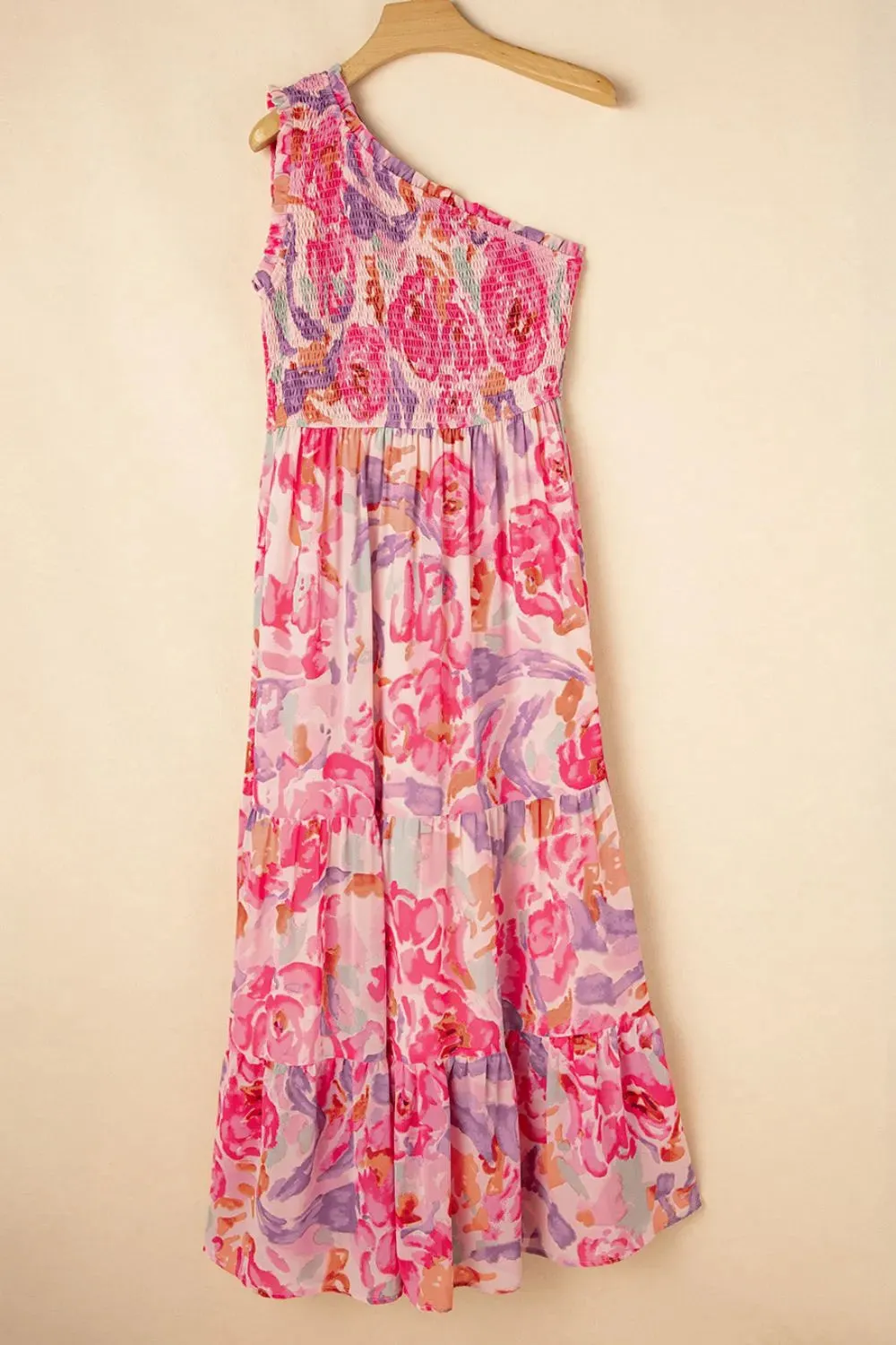 Floral Print Shirred One Shoulder Maxi Dress sold by Charming Charlie product image thumbnail 5
