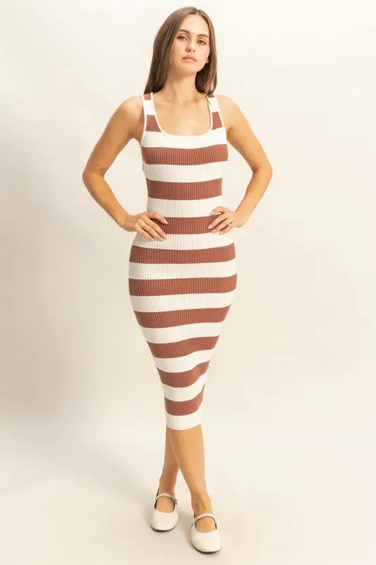 HYFVE Striped Scoop Neck Wide Strap Knit Dress sold by Charming Charlie product image thumbnail 2