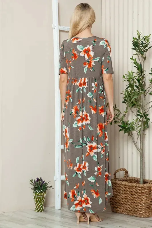 BOMBOM Floral Round Neck Short Sleeve Maxi Tee Dress sold by Charming Charlie product image thumbnail 5