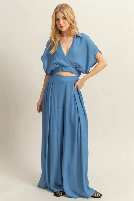 HYFVE Kimono Sleeve Crop Top and Wide Leg Pants Set sold by Charming Charlie