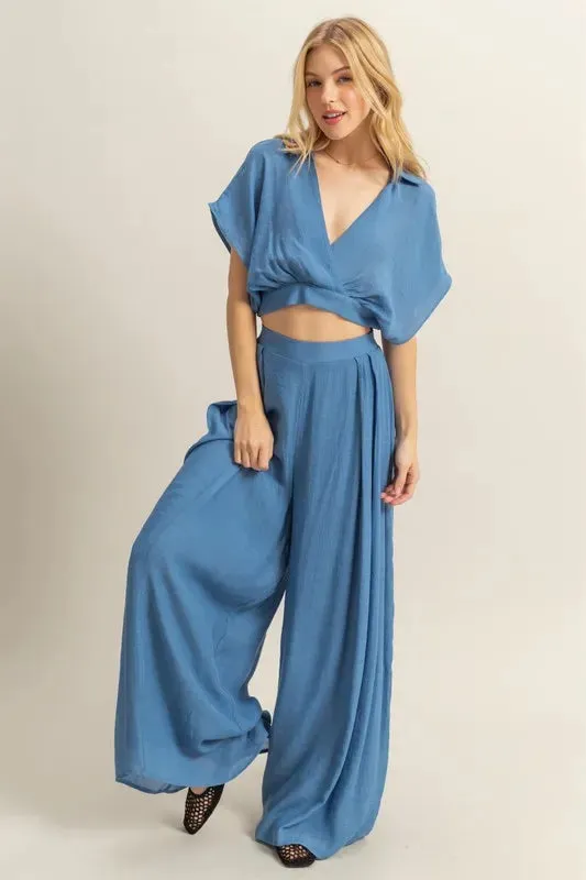 HYFVE Kimono Sleeve Crop Top and Wide Leg Pants Set sold by Charming Charlie product image thumbnail 2