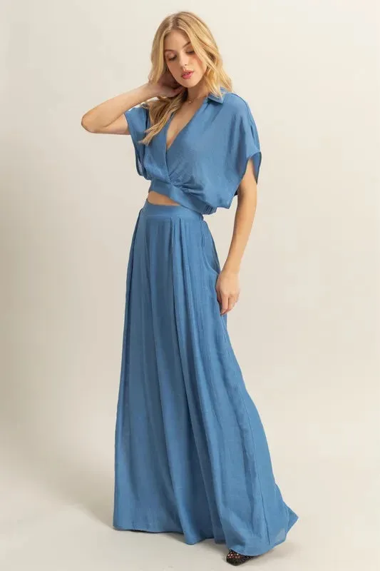 HYFVE Kimono Sleeve Crop Top and Wide Leg Pants Set sold by Charming Charlie product image thumbnail 3