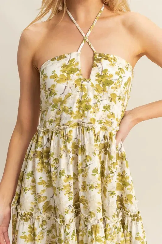 HYFVE Floral Print Halter Neck Tiered Mini Dress sold by Charming Charlie product image thumbnail 5