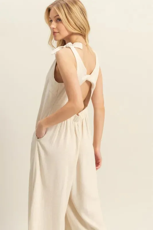 HYFVE Cutout Back Knotted Strap Wide Leg Jumpsuit sold by Charming Charlie product image thumbnail 3
