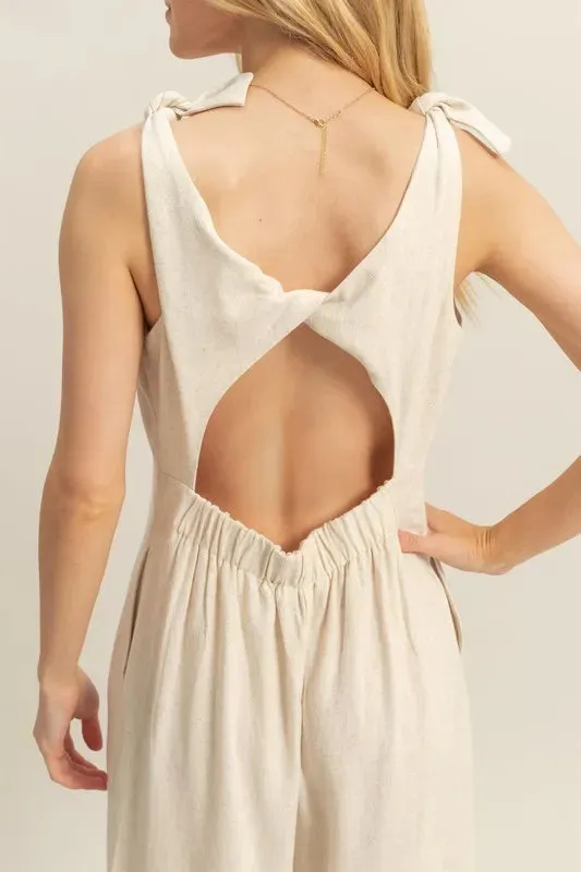 HYFVE Cutout Back Knotted Strap Wide Leg Jumpsuit sold by Charming Charlie product image thumbnail 5