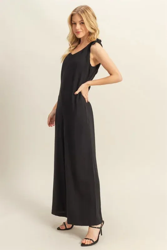 HYFVE Cutout Back Knotted Strap Wide Leg Jumpsuit sold by Charming Charlie product image thumbnail 3