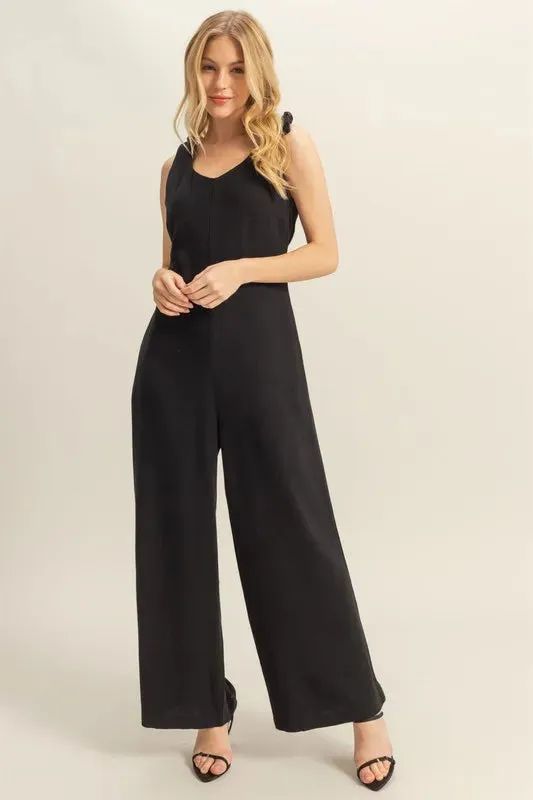 HYFVE Cutout Back Knotted Strap Wide Leg Jumpsuit sold by Charming Charlie product image thumbnail 2