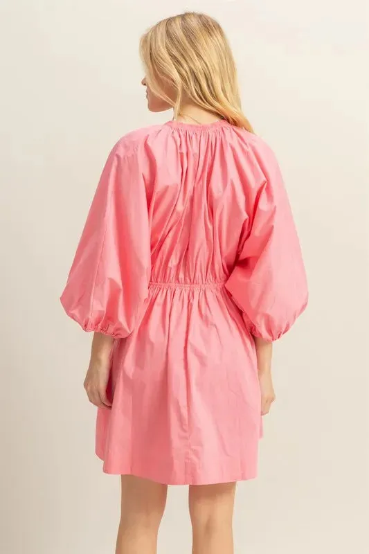 HYFVE Plunge Balloon Sleeve Poplin Mini Dress with Pockets sold by Charming Charlie product image thumbnail 3
