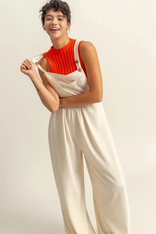 HYFVE Pleated Detail Front Pocket Wide Strap Overalls sold by Charming Charlie product image thumbnail 3