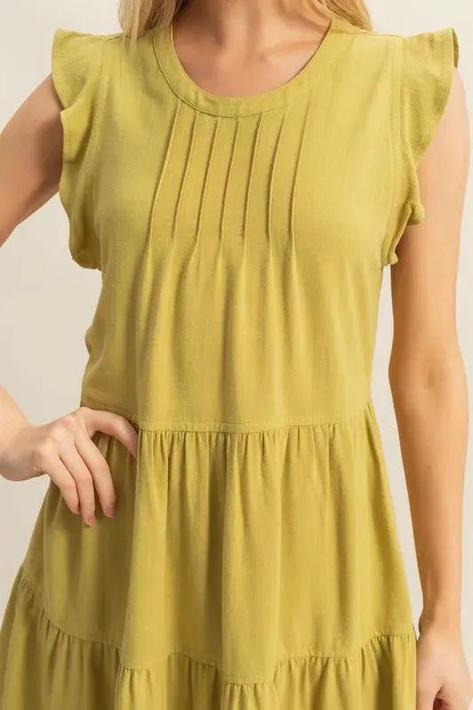 HYFVE Round Neck Ruffle Sleeve Tiered Dress sold by Charming Charlie product image thumbnail 4