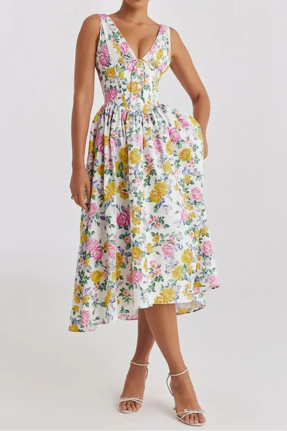 Floral V-Neck Sleeveless Midi Dress with Pockets sold by Charming Charlie product image thumbnail 2