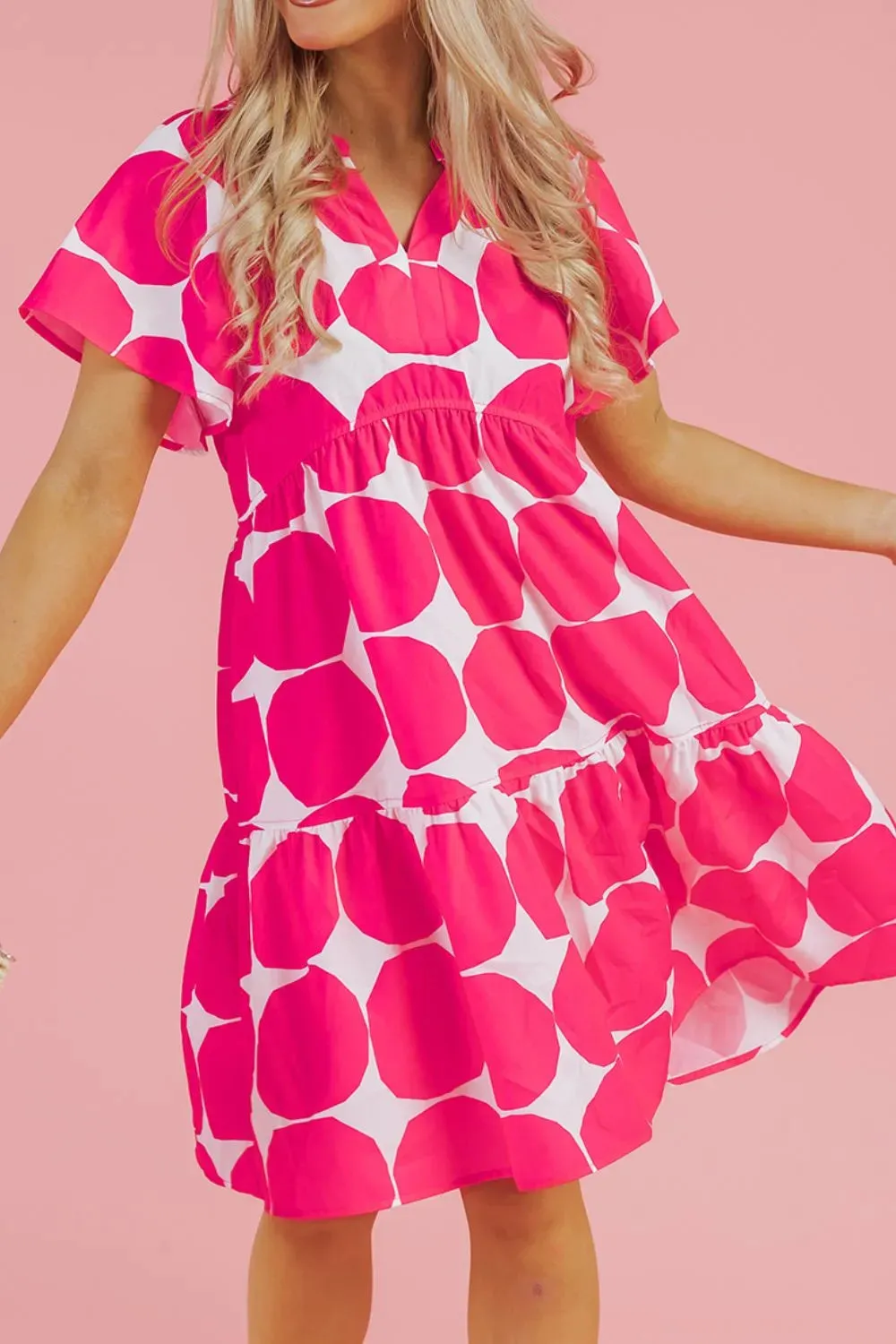 Contrast Notched Flutter Sleeve Dress sold by Charming Charlie product image thumbnail 3