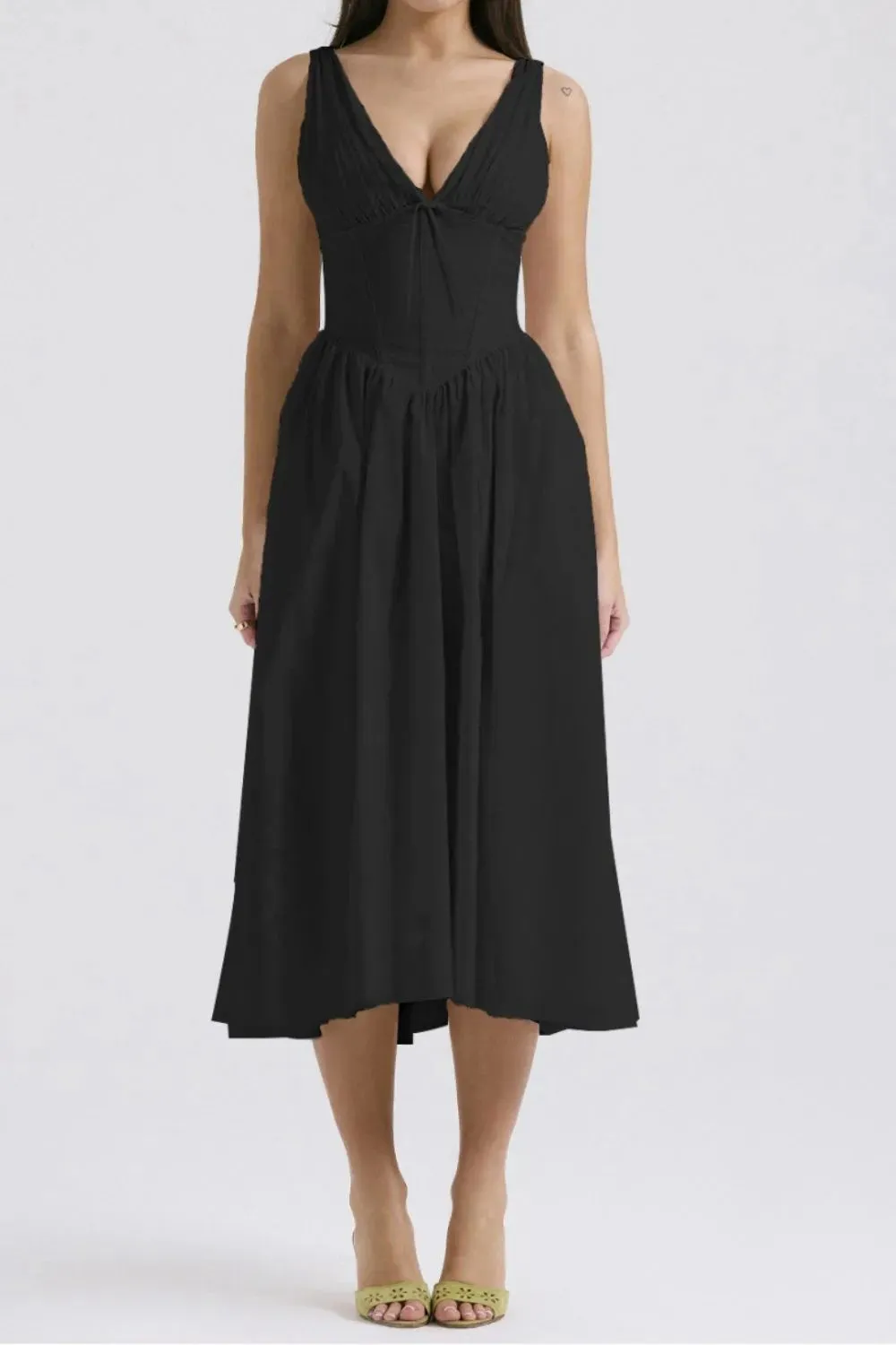 Ruched V-Neck Sleeveless Dress with Pockets sold by Charming Charlie