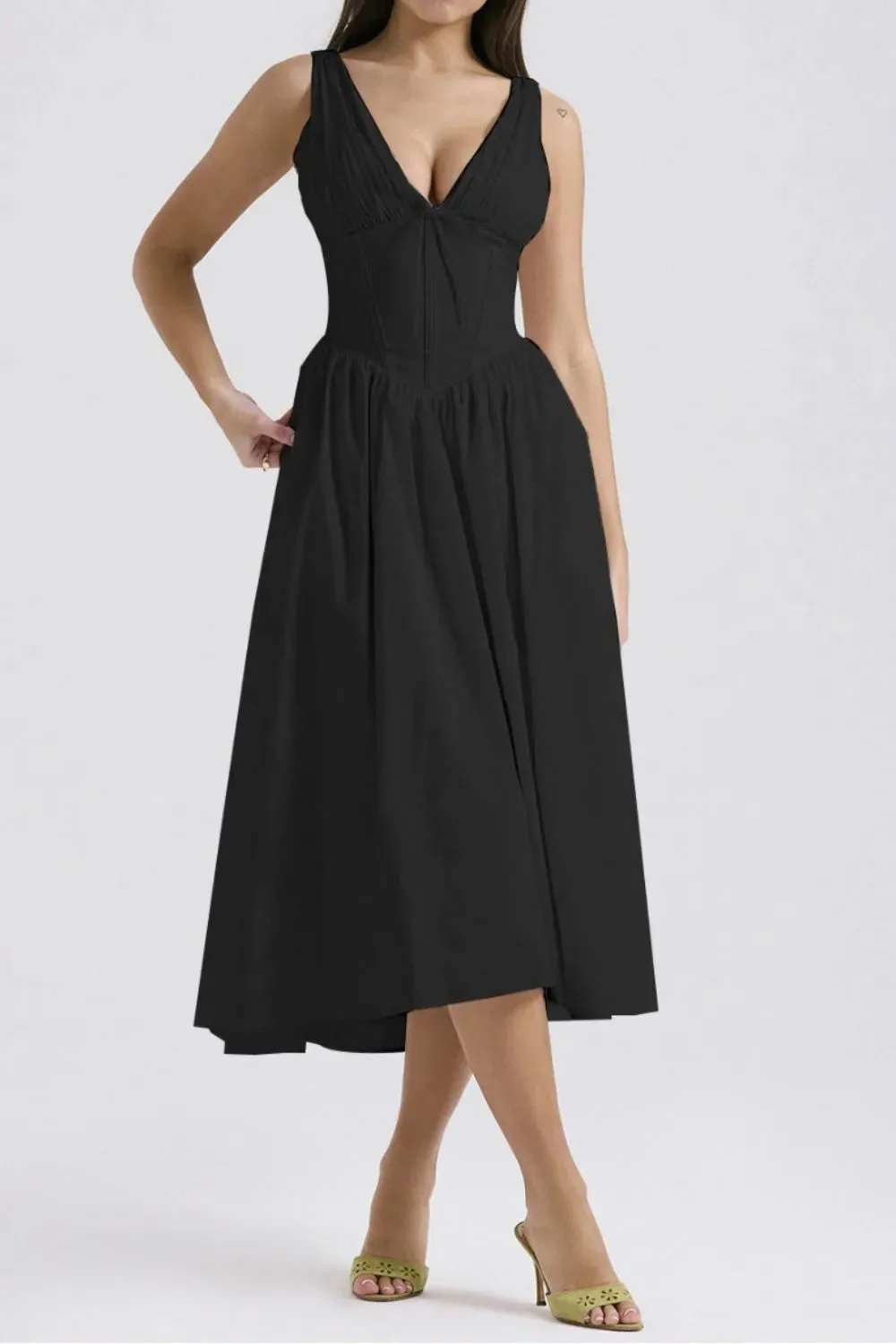 Ruched V-Neck Sleeveless Dress with Pockets sold by Charming Charlie product image thumbnail 2