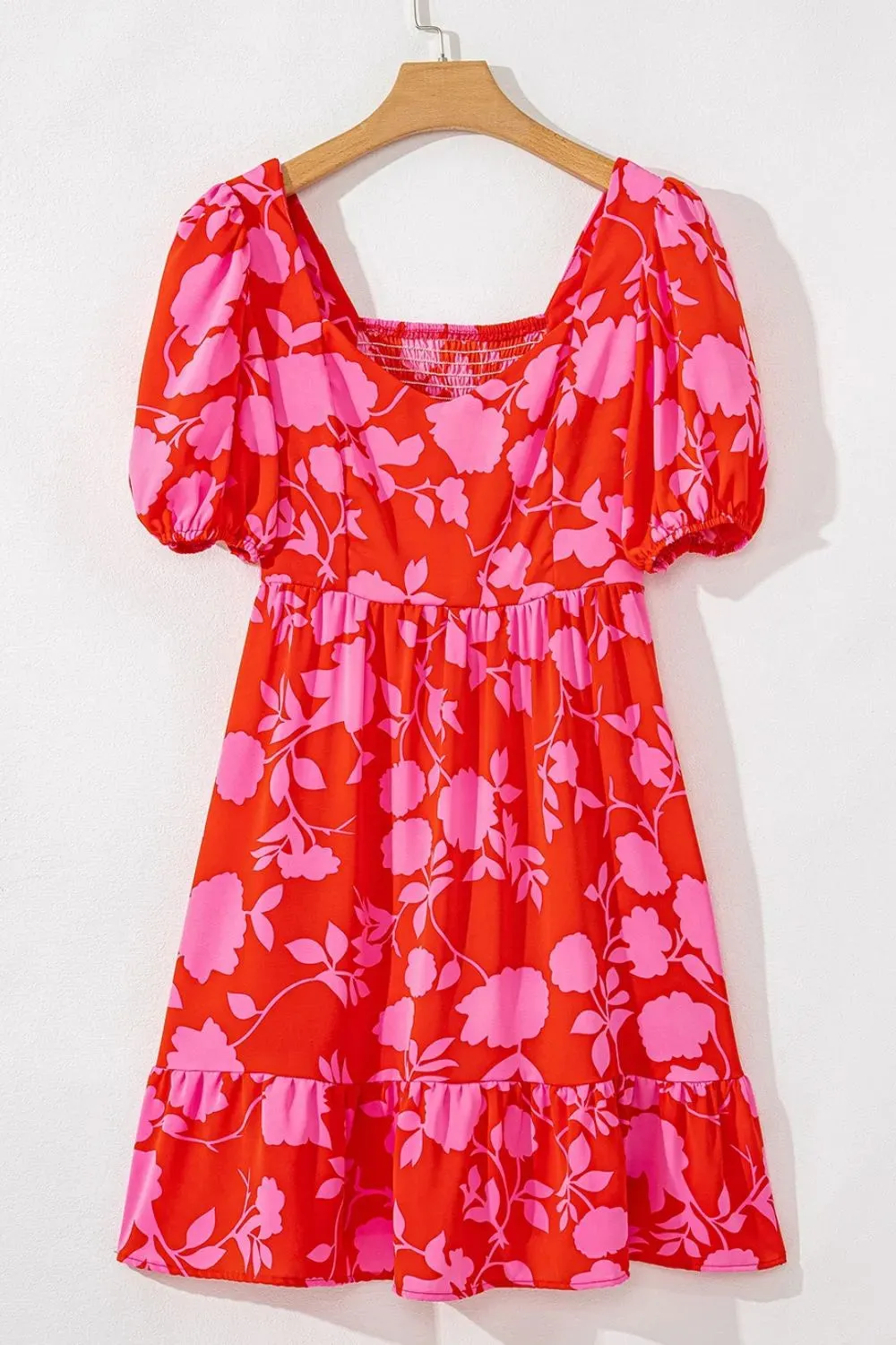Floral Puff Sleeve Sweetheart Neck Ruffled Mini Dress sold by Charming Charlie product image thumbnail 5