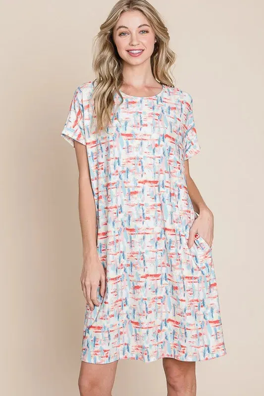 BOMBOM Printed Round Neck Short Sleeve Tee Dress sold by Charming Charlie