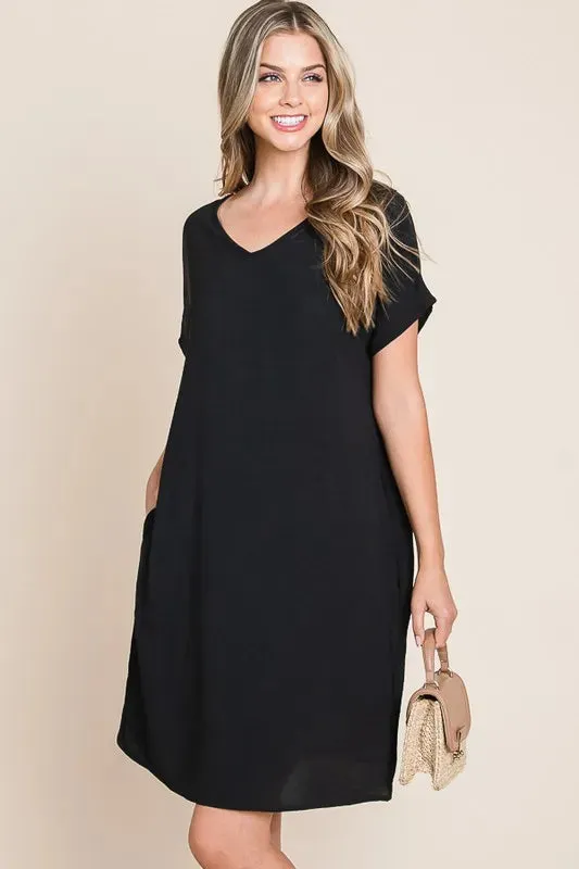 BOMBOM V-Neck Short Sleeve Dress with Pockets sold by Charming Charlie product image thumbnail 3