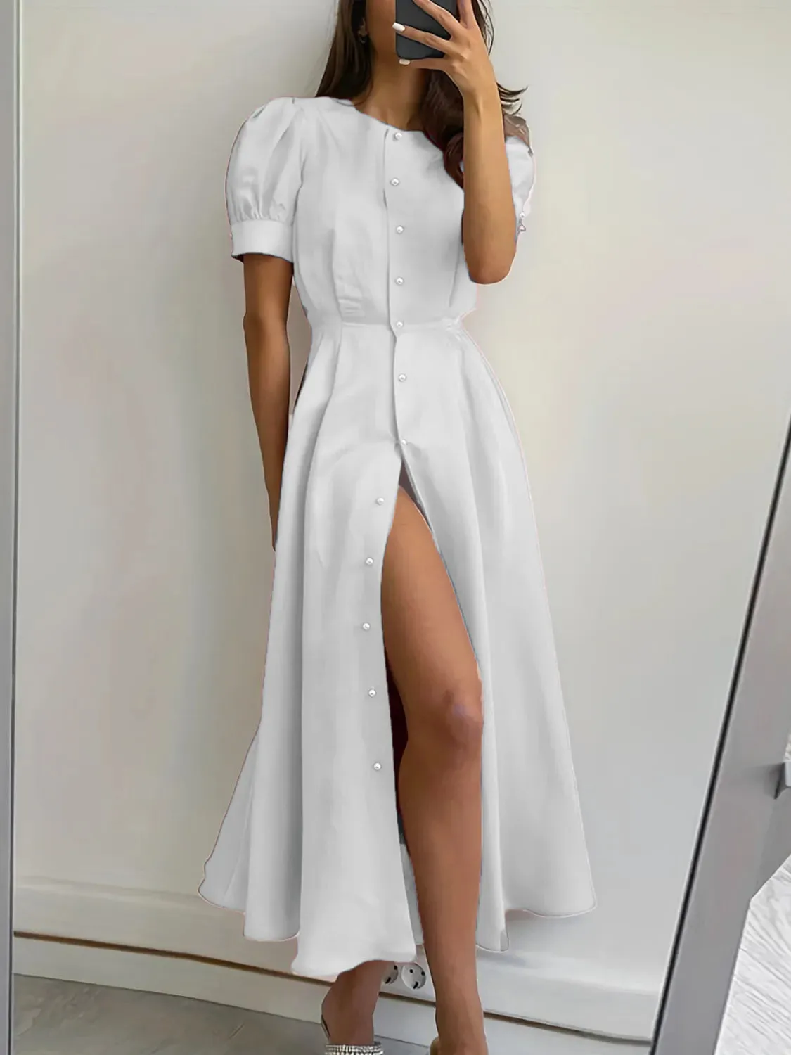 Button Down Short Sleeve Dress sold by Charming Charlie product image thumbnail 4